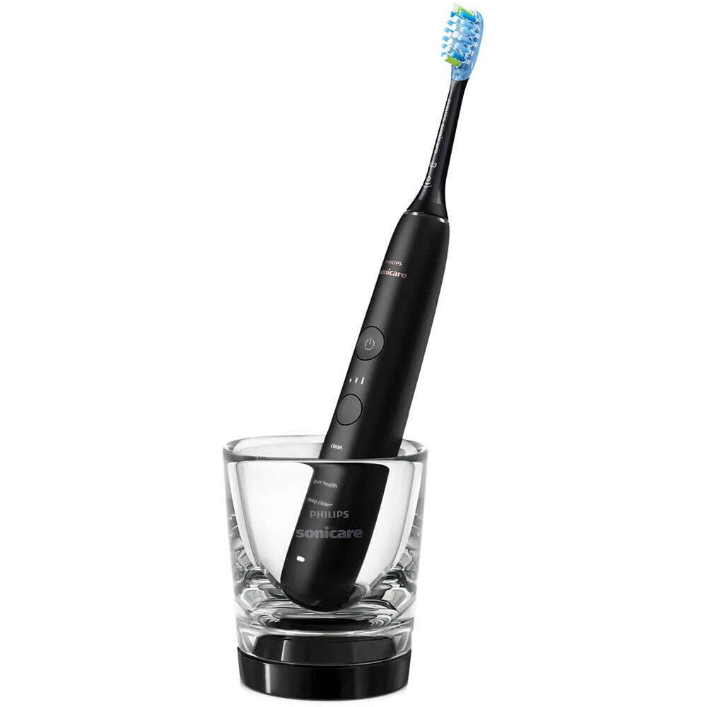 Set 2 Periute de dinti electrice PHILIPS Sonicare Diamondclean 9000, 4 programe, 62000 miscari/min, 2 capate, negru