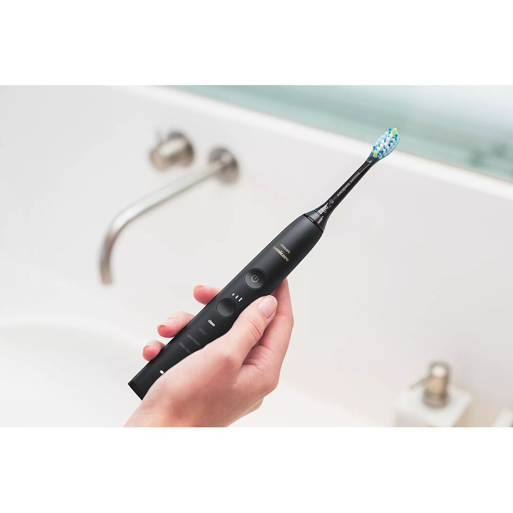 Set 2 Periute de dinti electrice PHILIPS Sonicare Diamondclean 9000, 4 programe, 62000 miscari/min, 2 capate, negru