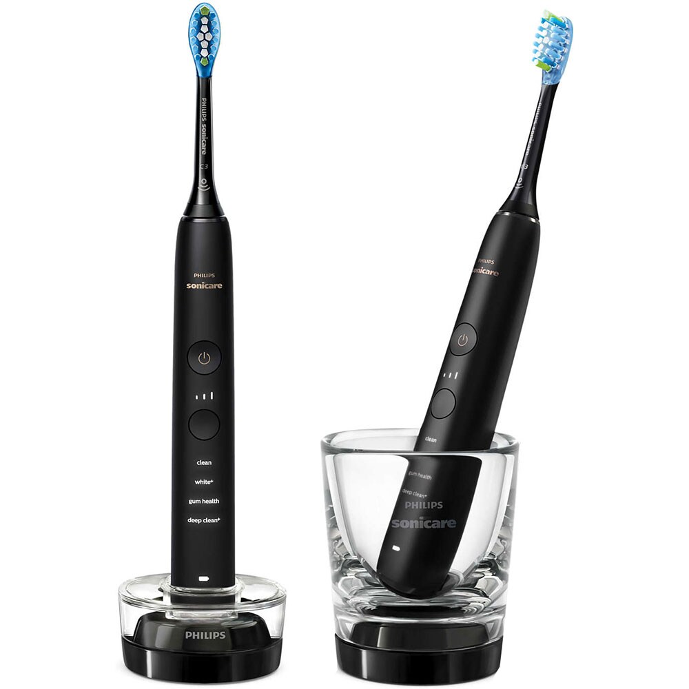 Set 2 Periute de dinti electrice PHILIPS Sonicare Diamondclean 9000, 4 programe, 62000 miscari/min, 2 capate, negru