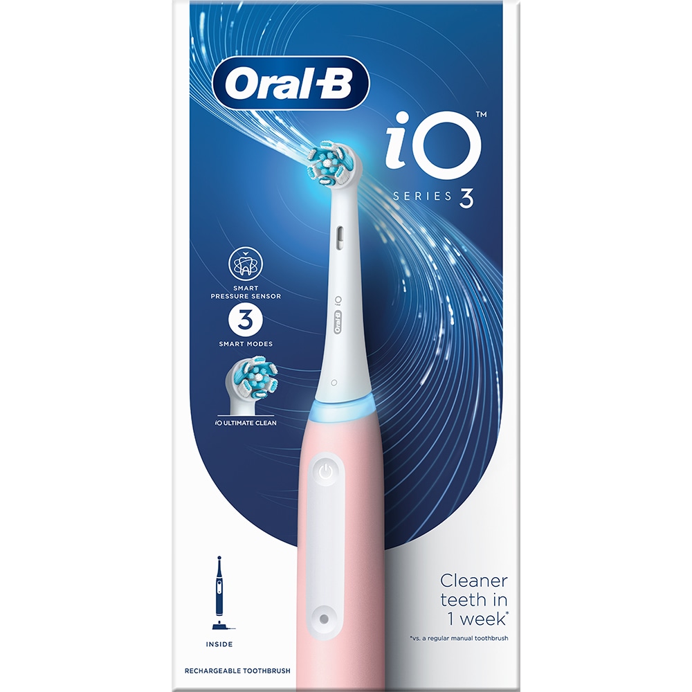 Periuta de dinti electrica ORAL-B iO3, 8800 miscari/min, Curatare 3D, Timer, 3 programe, 1 capat, roz