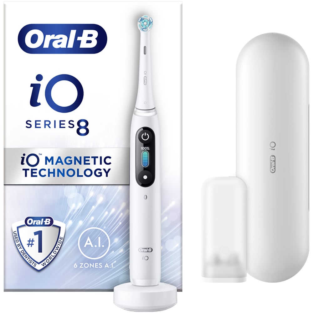 Periuta de dinti electrica ORAL-B iO 8, Bluetooth, Curatare 3D, 6 programe, 1 capat, alb