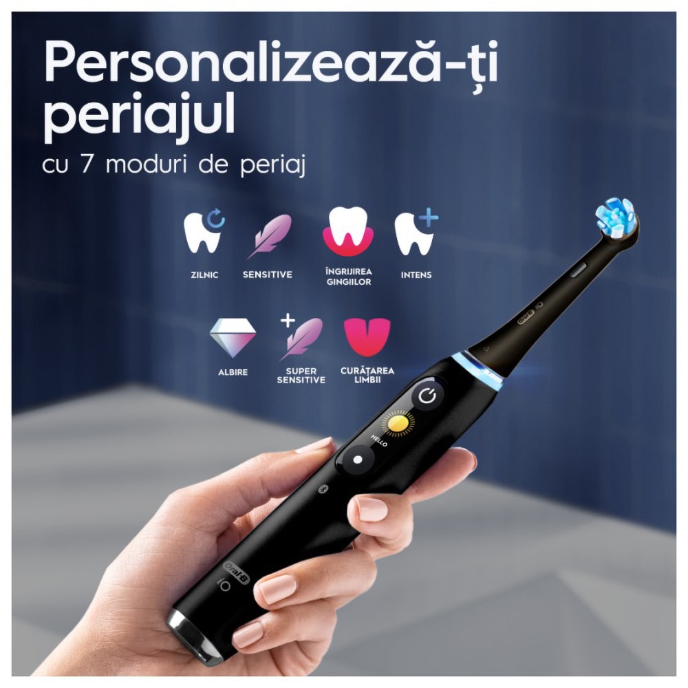 Periuta de dinti electrica ORAL-B iO9, Bluetooth, Curatare 3D, 7 programe, 1 capat, negru