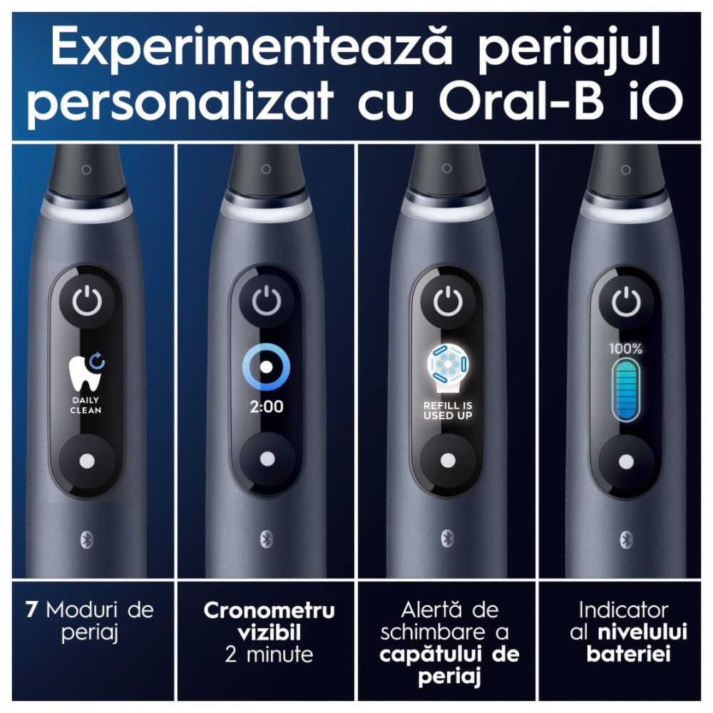 Periuta de dinti electrica ORAL-B iO9, Bluetooth, Curatare 3D, 7 programe, 1 capat, negru