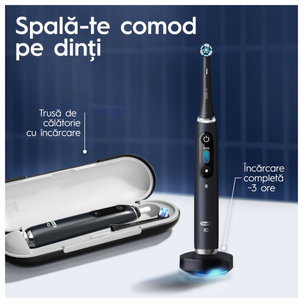 Periuta de dinti electrica ORAL-B iO9, Bluetooth, Curatare 3D, 7 programe, 1 capat, negru