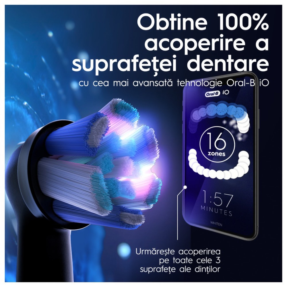 Periuta de dinti electrica ORAL-B iO9, Bluetooth, Curatare 3D, 7 programe, 1 capat, negru
