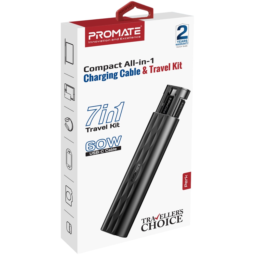 Kit calatorie 7 in 1 PROMATE Perk, negru