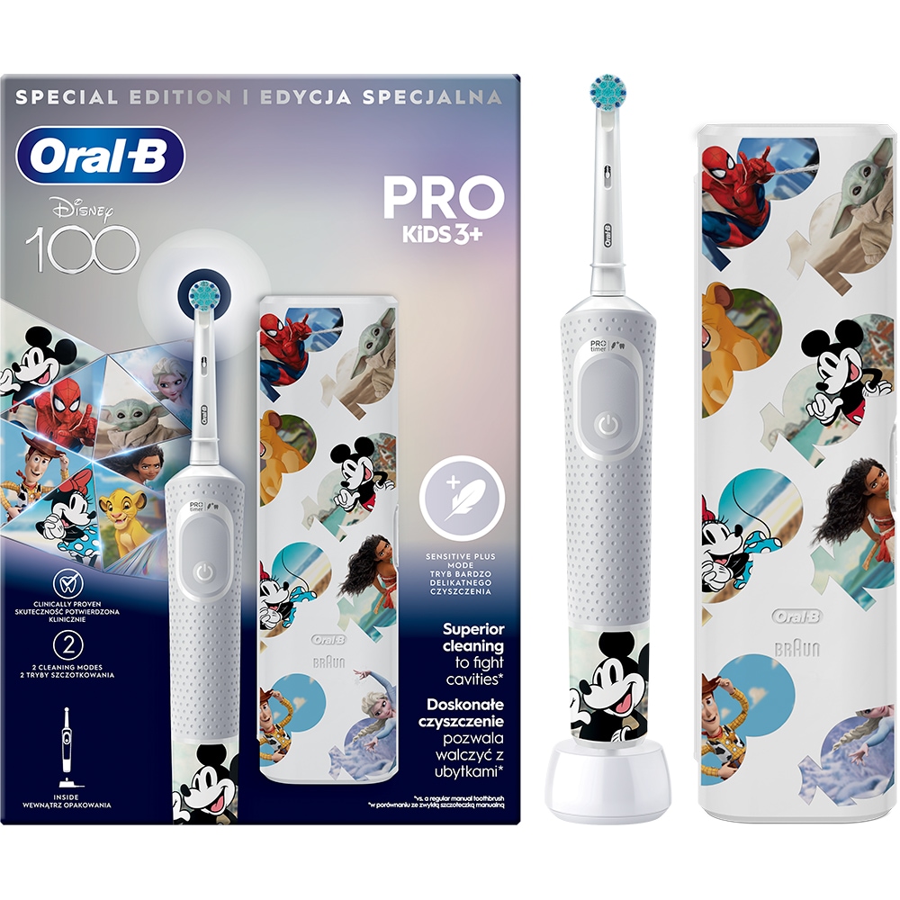 Periuta de dinti electrica copii ORAL-B Pro Kids Mikey, 7600 miscari/min, Curatare 2D, 2 programe, 1 capat, albastru