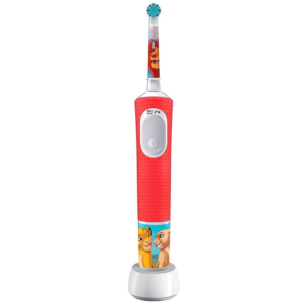 Set Periuta de dinti electrica pentru copii ORAL-B Pro Lion King, 20000 pulsatii/min, Curatare 2D, 2 programe, 1 capat, rosu + Periuta de dinti electrica ORAL-B Pro 1, 1 capat, negru