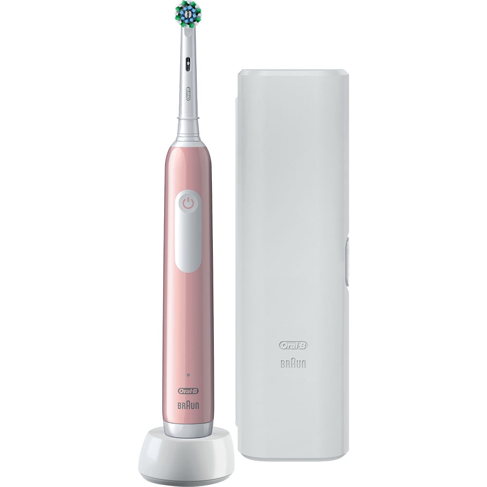 Periuta de dinti electrica ORAL-B Pro 1, 20000 pulsatii/min, Curatare 3D, Timer, 3 programe, 1 capat, roz