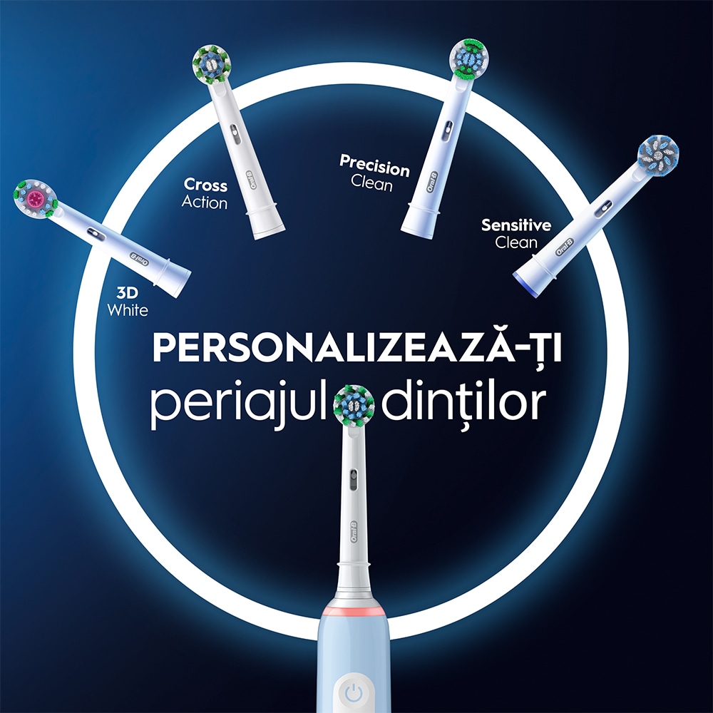 Periuta de dinti electrica ORAL-B Pro 3, 9900 miscari/min, Curatare 3D, 3 programe, 1 capat, turcoaz