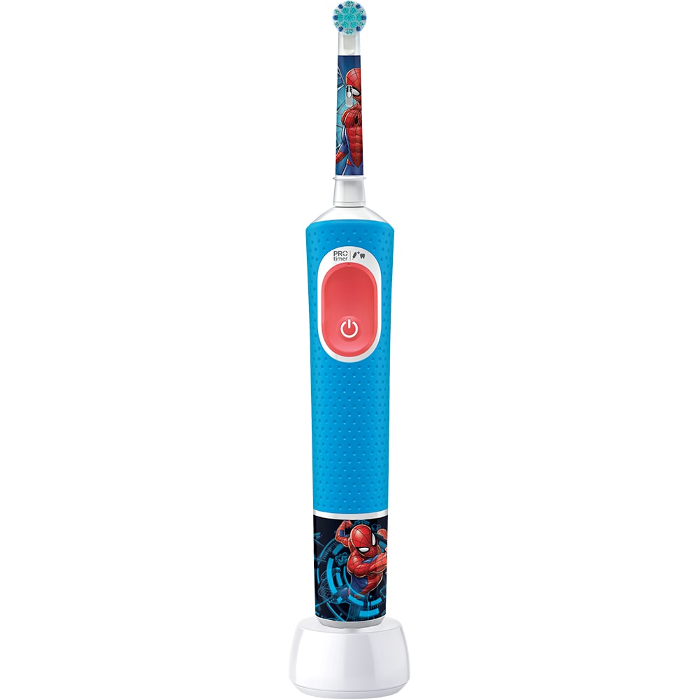 Periuta de dinti electrica copii ORAL-B Pro Kids Spiderman, 7600 miscari/min, Curatare 2D, 2 programe, 1 capat, albastru