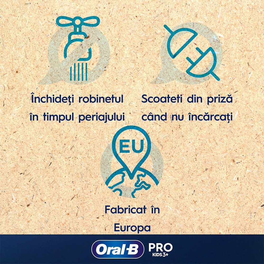 Periuta de dinti electrica copii ORAL-B Pro Kids Spiderman, 7600 miscari/min, Curatare 2D, 2 programe, 1 capat, albastru