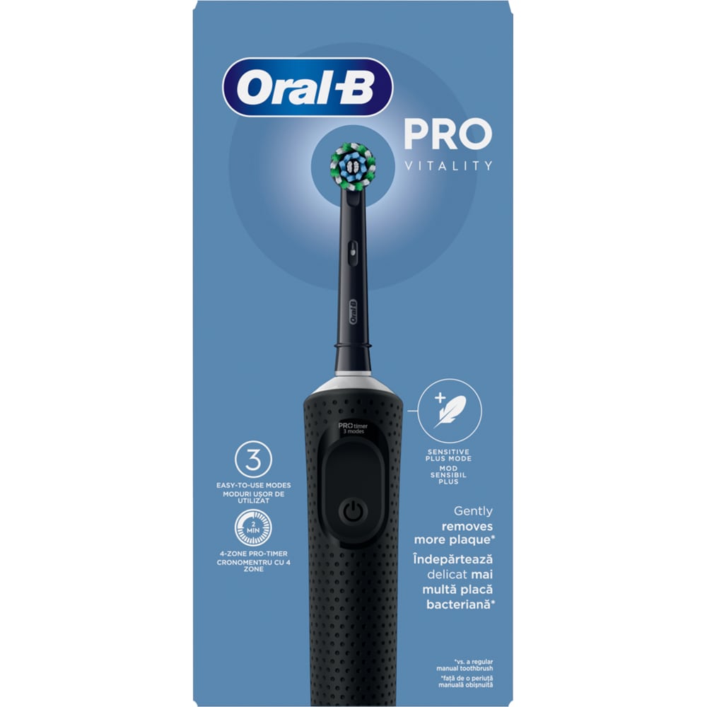 Periuta de dinti electrica ORAL-B Vitality PRO, 7600 miscari/min, Curatare 2D, 3 programe, 1 capat, negru