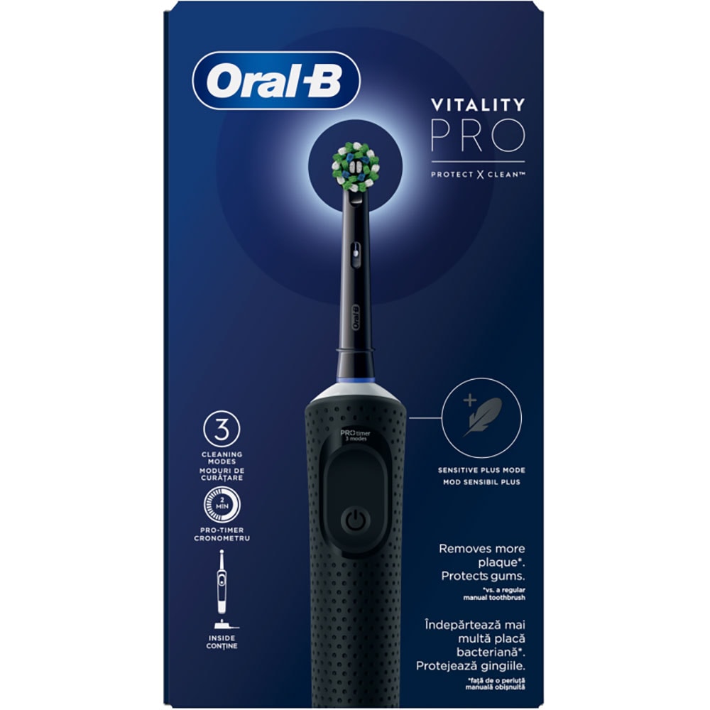 Periuta de dinti electrica ORAL-B  Vitality PRO, 7600 miscari/min, Curatare 2D, 3 programe, 1 capat, negru