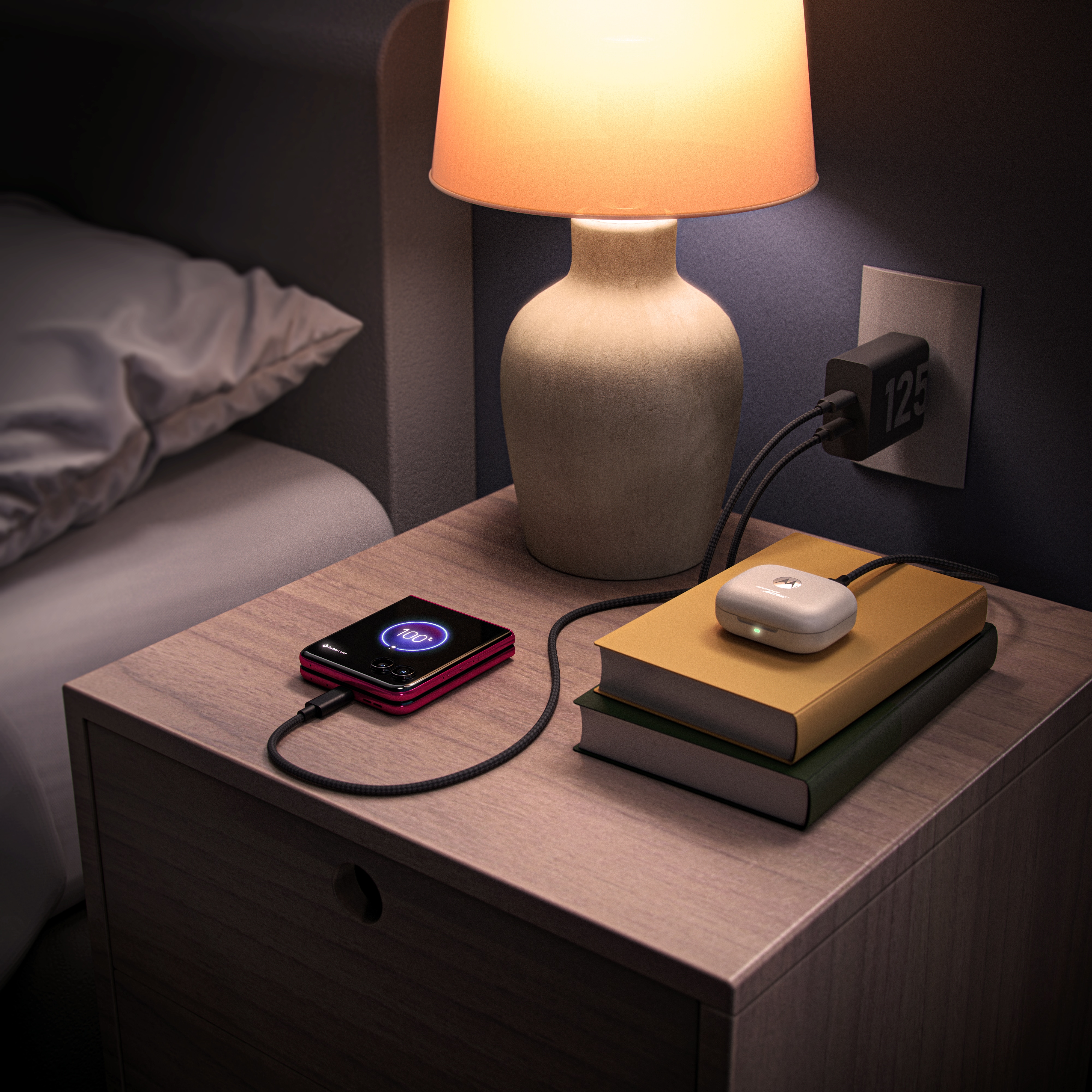 Incarcator retea MOTOROLA TurboPower, 2x USB-C, 125W, Cablu inclus 2m, negru