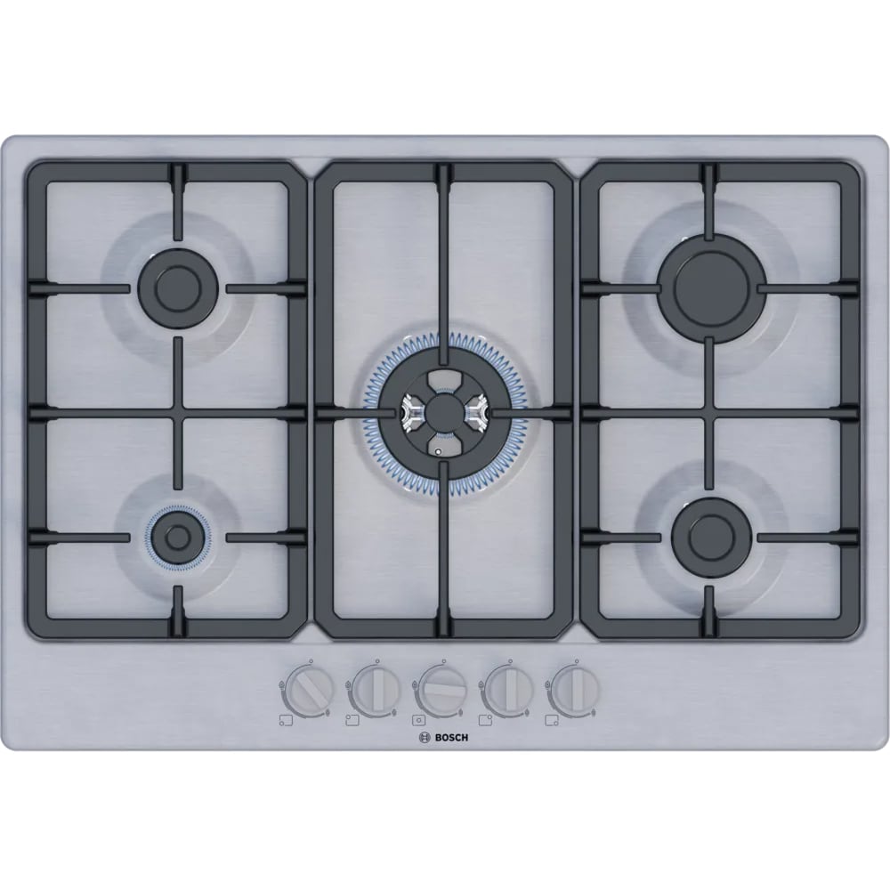 Plita incorporabila BOSCH PGQ7B5K90, Gaz, 5 arzatoare, Wok, inox