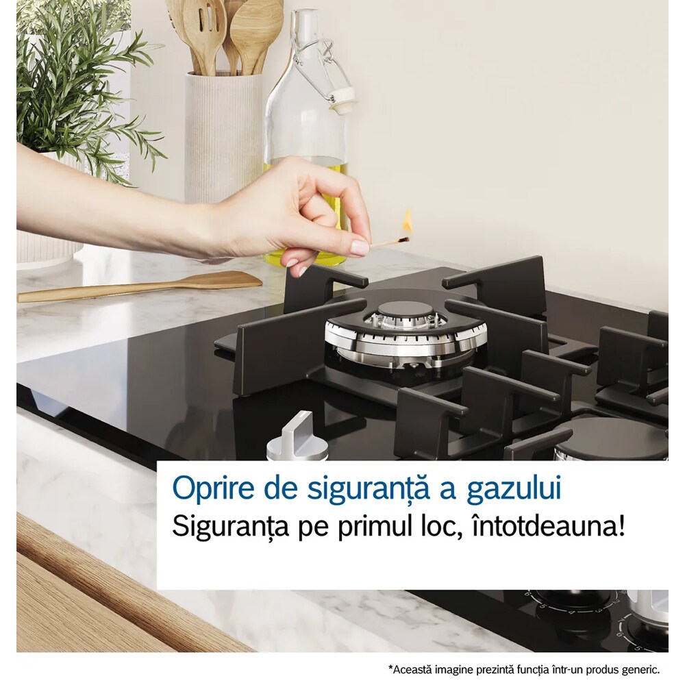 Plita incorporabila BOSCH PGQ7B5K90, Gaz, 5 arzatoare, Wok, inox