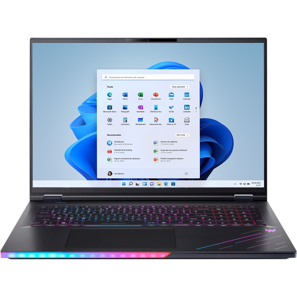 Laptop Gaming Acer Predator Helios 18 AI PH18-73-97M7, Intel Core Ultra 9 275HX pana la 5.4GHz, 18" WQXGA, 128GB, SSD 4TB, NVIDIA Geforce RTX 5080 16GB, Windows 11 Pro, Abyssal Black