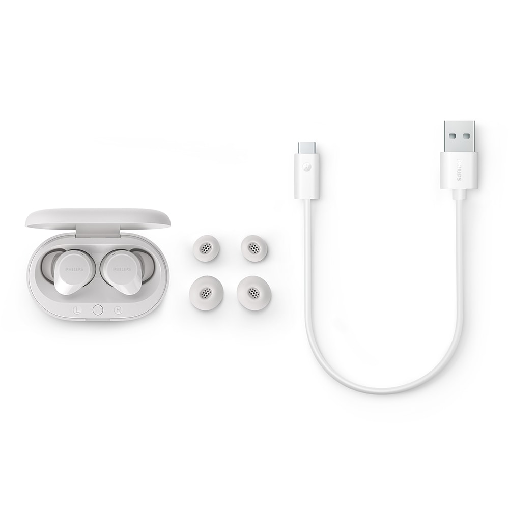 Casti PHILIPS TAT1209WT/00, True wireless, Bluetooth, In-ear, Microfon, White