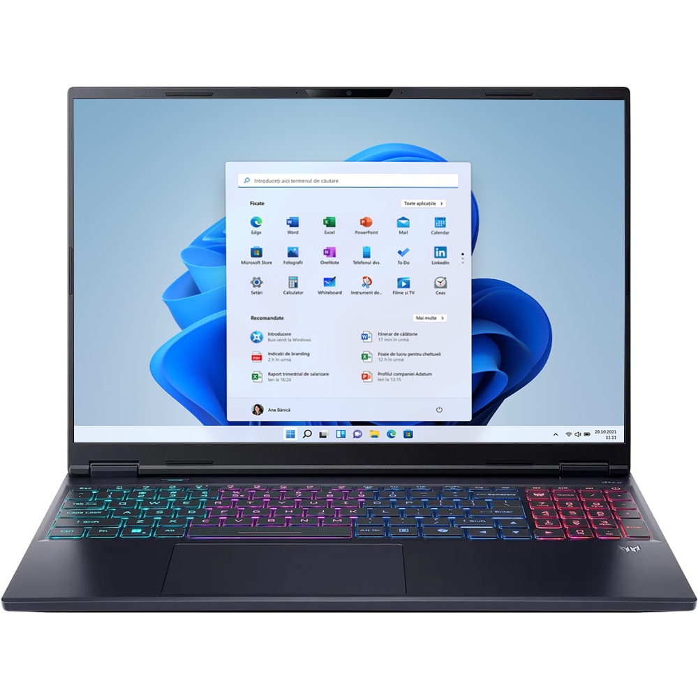 Laptop Gaming Acer Predator Helios Neo 16S AI PHN16S-71-96JZ, Intel Core Ultra 9 275HX pana la 5.4GHz, 16" WQXGA, 64GB, SSD 2TB, NVIDIA Geforce RTX 5070Ti 12GB, Windows 11 Pro, Abyssal Black