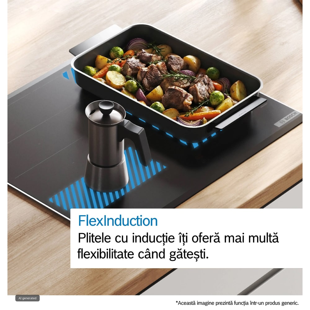 Plita incorporabila BOSCH PIX61AHC1E, Inductie, 4 arzatoare, Touch Control, negru mat