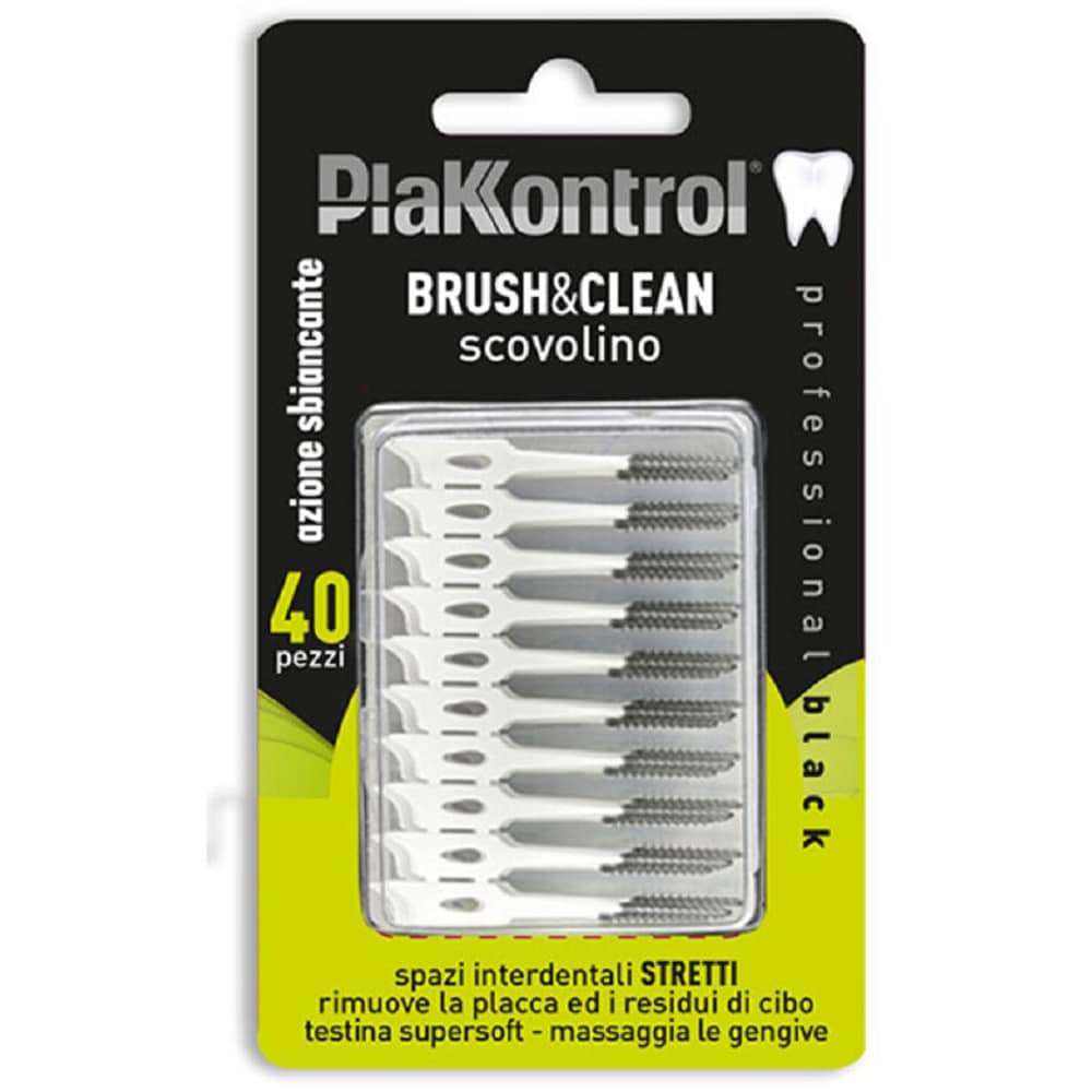 Set 40 periute de dinti PLAKKONTROL Carbune, alb