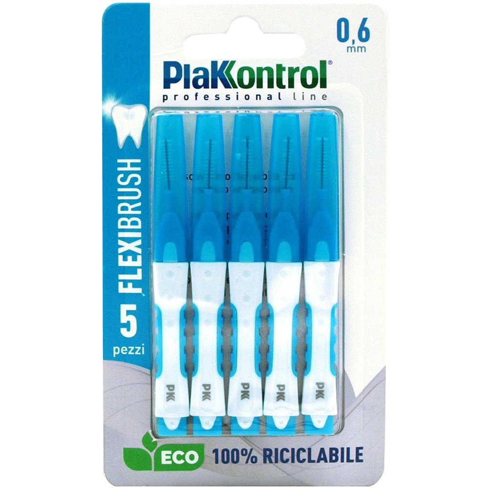 Set 5 periute de dinti PLAKKONTROL 0.6 mm, bleu