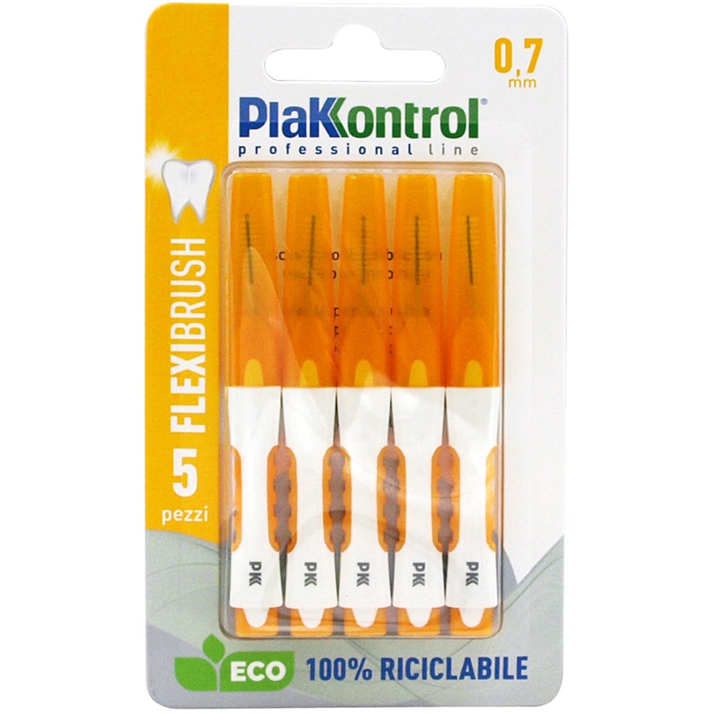 Set 5 periute de dinti PLAKKONTROL 0.7 mm, galben