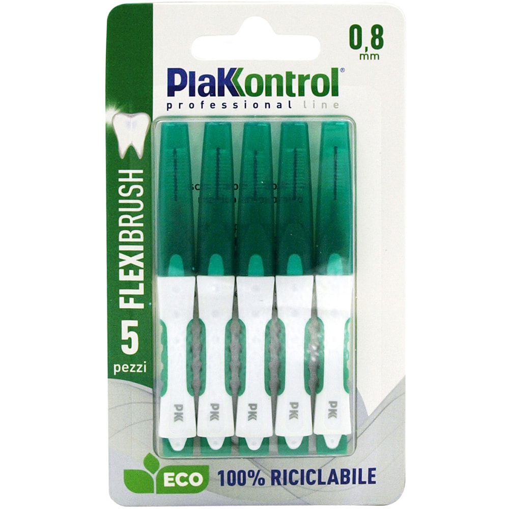 Set 5 periute de dinti PLAKKONTROL 0.8 mm, verde inchis
