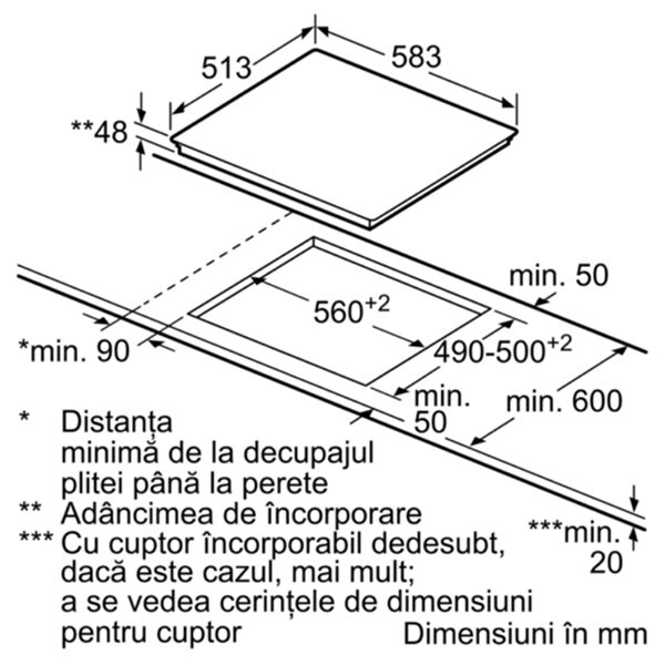 Plita incorporabila BOSCH PKE645B17E, vitroceramica, 6600W, negru