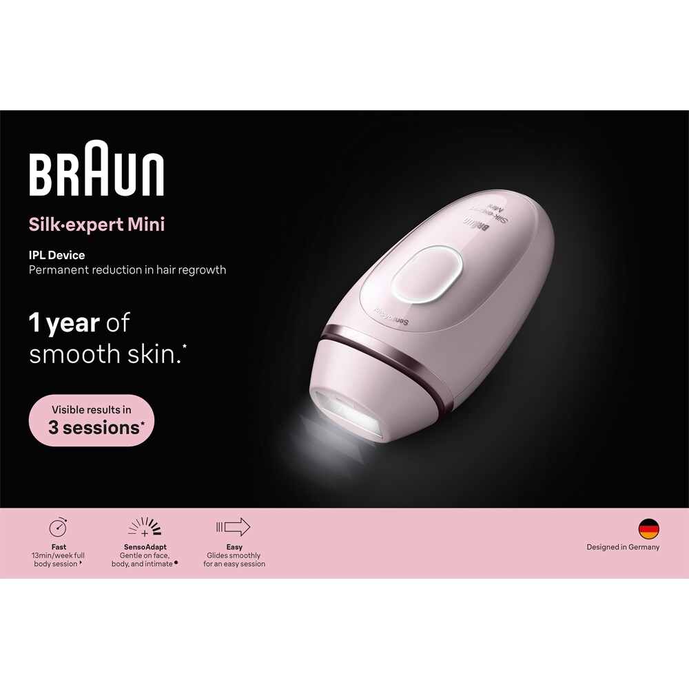 Epilator IPL BRAUN Silk-expert Pro 3 PL1111, 300.000 impulsuri, roz