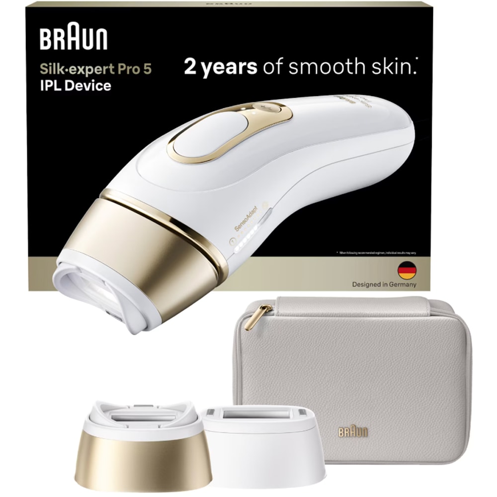Epilator IPL BRAUN Silk-Expert PRO 5 PL5210, 400000 impulsuri, 10 viteze, 2 ccesorii, retea, alb