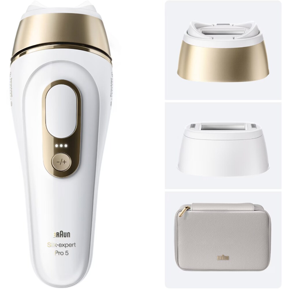 Epilator IPL BRAUN Silk-Expert PRO 5 PL5210, 400000 impulsuri, 10 viteze, 2 ccesorii, retea, alb