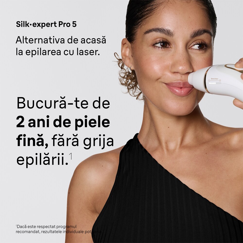 Epilator IPL BRAUN Silk-Expert PRO 5 PL5210, 400000 impulsuri, 10 viteze, 2 ccesorii, retea, alb
