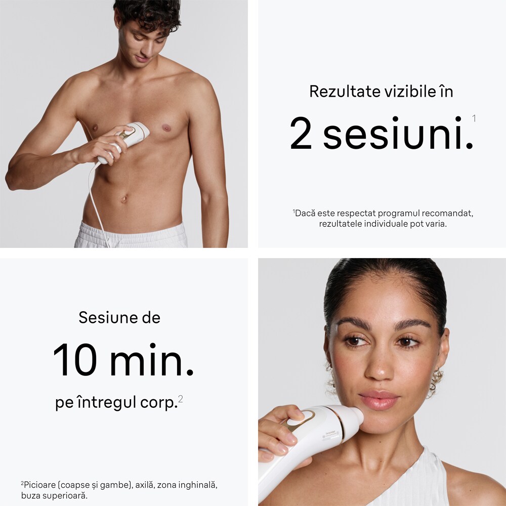 Epilator IPL BRAUN Silk-Expert PRO 5 PL5210, 400000 impulsuri, 10 viteze, 2 ccesorii, retea, alb