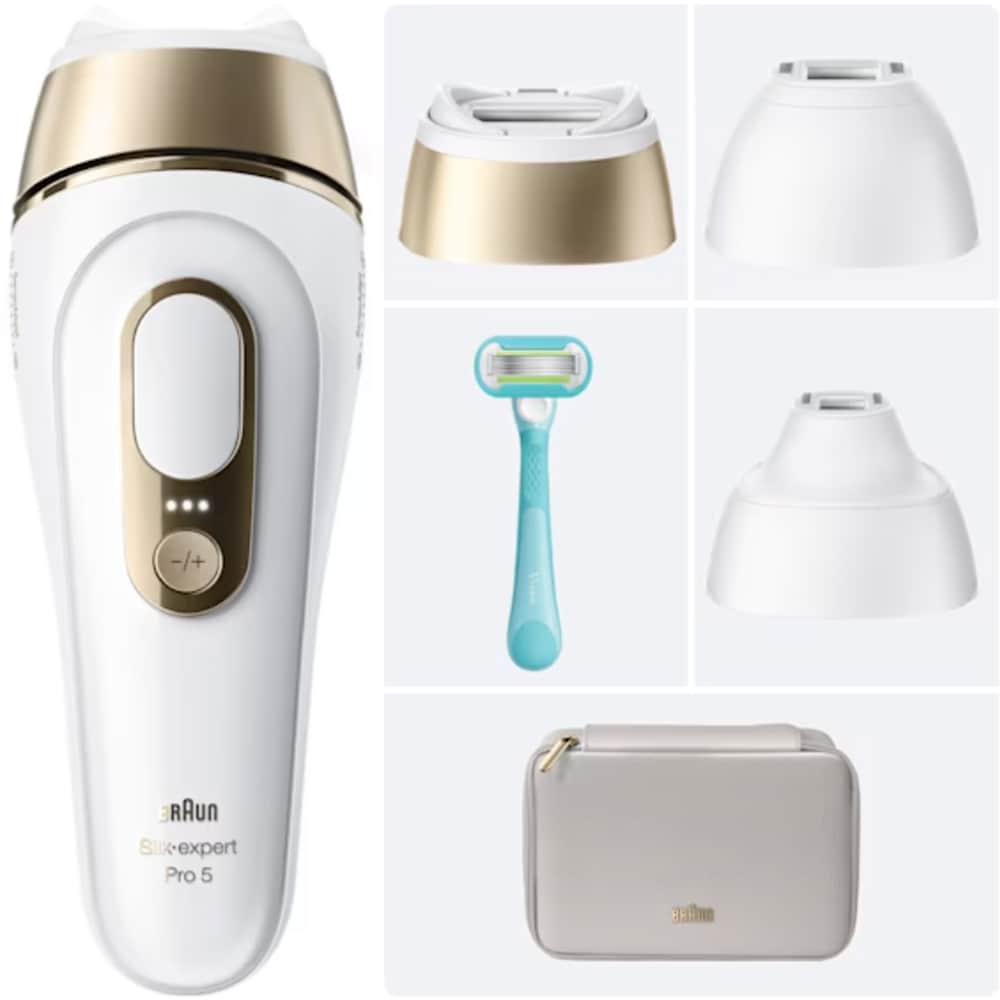 Epilator IPL BRAUN Silk-Expert Pro 5 PL5351, 400000 impulsuri, 10 viteze, 3 accesorii, retea, alb