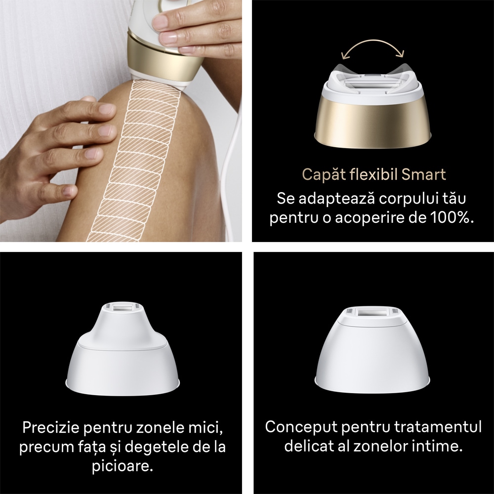 Epilator IPL BRAUN Silk-Expert Pro 5 PL5351, 400000 impulsuri, 10 viteze, 3 accesorii, retea, alb