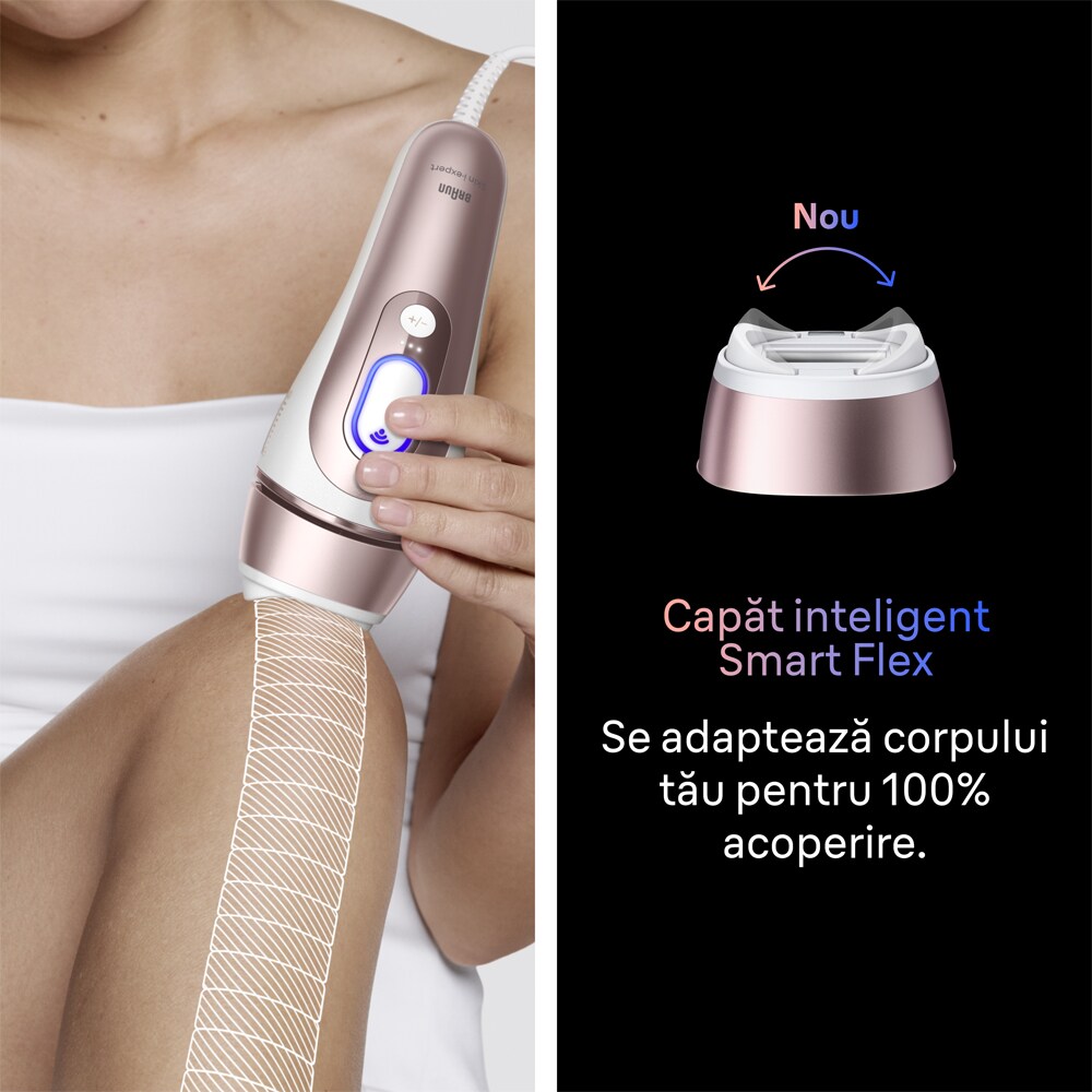 Epilator IPL BRAUN Skin Expert PRO 7 PL7321, 400000 de impulsuri, 3 accesorii, alb