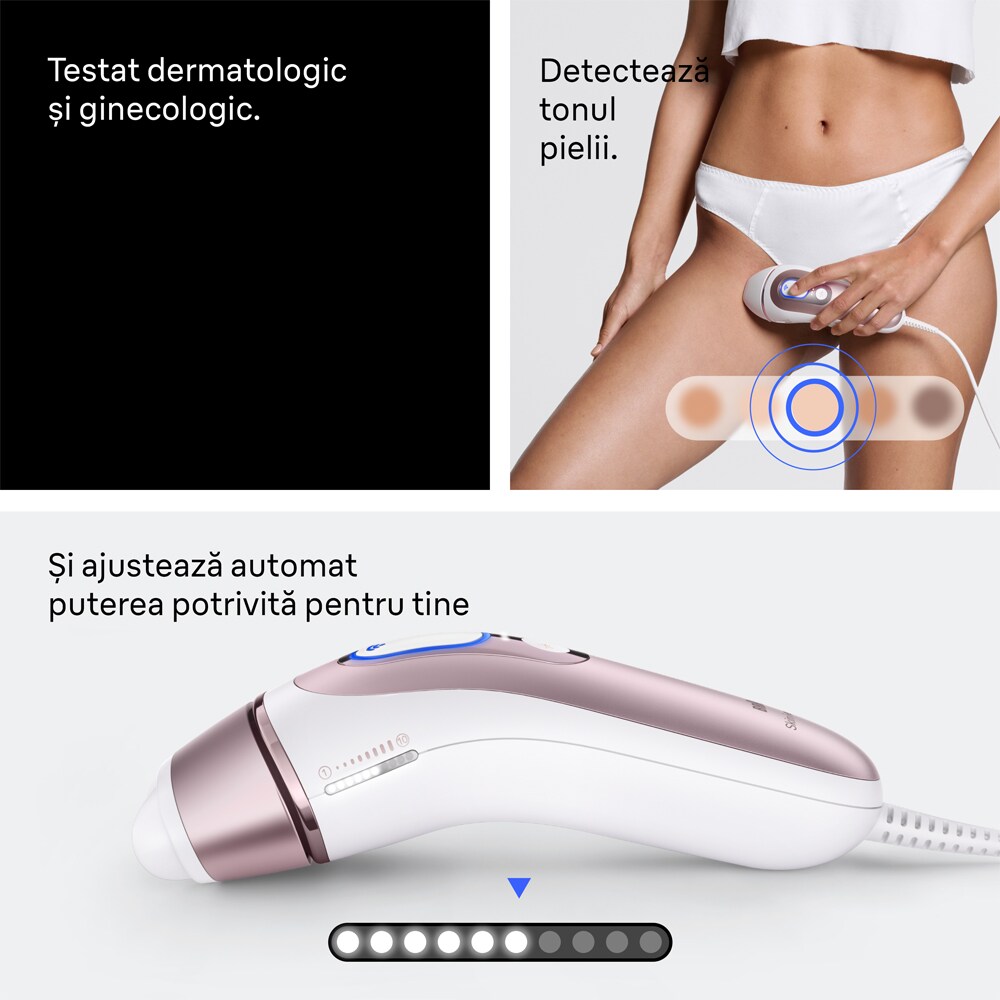 Epilator IPL BRAUN Skin Expert PRO 7 PL7321, 400000 de impulsuri, 3 accesorii, alb