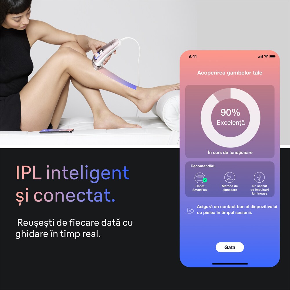 Epilator IPL BRAUN Skin Expert PRO 7 PL7321, 400000 de impulsuri, 3 accesorii, alb
