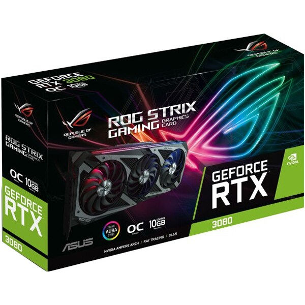 Placa video ASUS ROG Strix GeForce RTX 3080, 10GB GDDR6X, 320bit, ROG-STRIX-RTX3080-O10G-GAMING