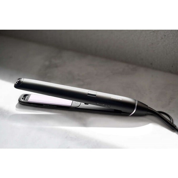 Placa de indreptat parul PHILIPS StraightCare Sublime Ends BHS677/00, 230 grade, LCD, invelis ceramic, keratina, negru
