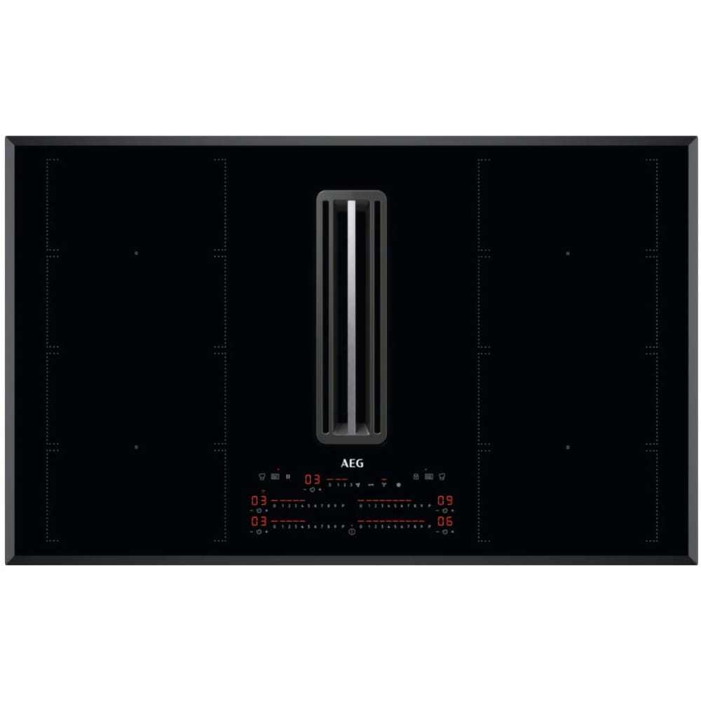 Plita incorporabila cu hota integrata AEG CCE84779FB, Inductie, 4 arzatoare, Touch control, negru