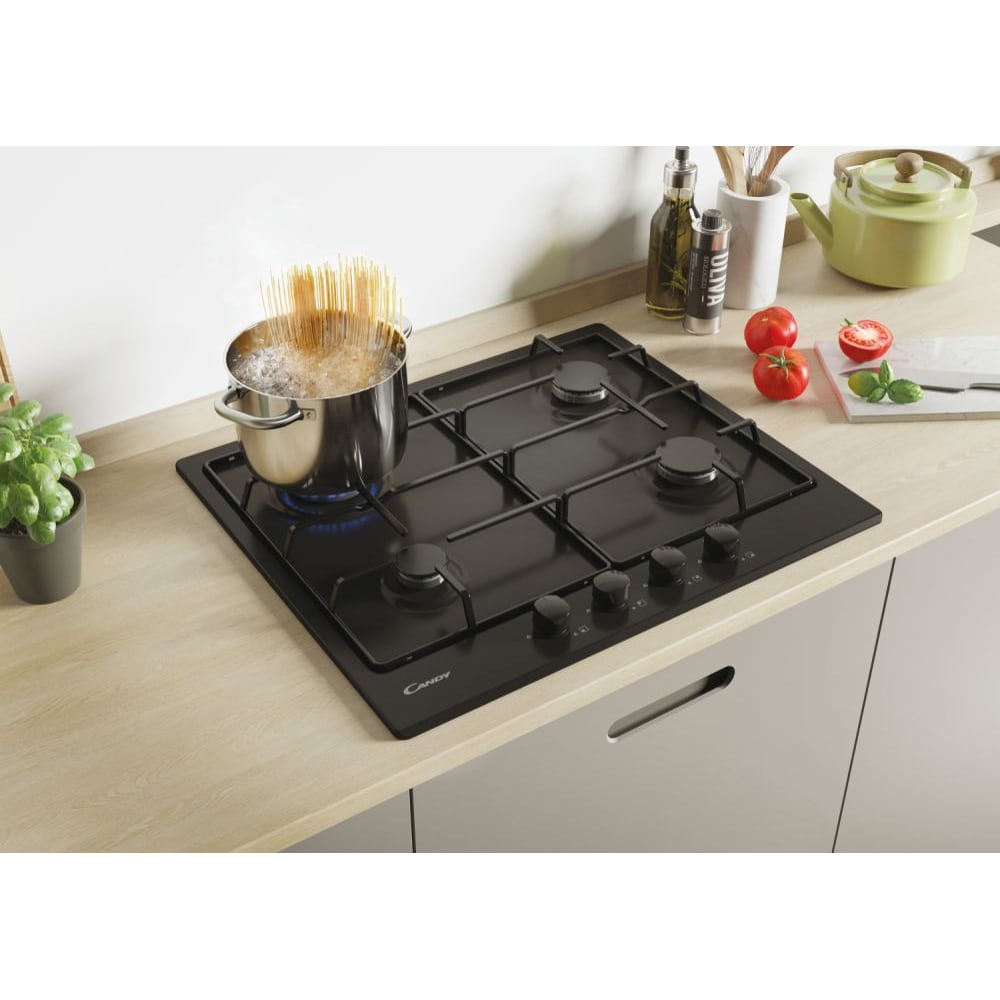 Plita incorporabila CANDY CHG6BRBB, Gaz, 4 arzatoare, negru