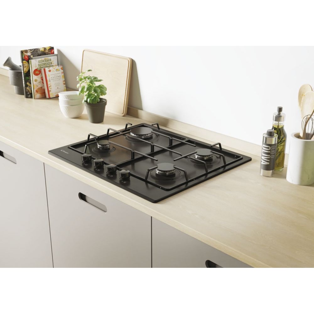 Plita incorporabila CANDY CHG6BRBB, Gaz, 4 arzatoare, negru