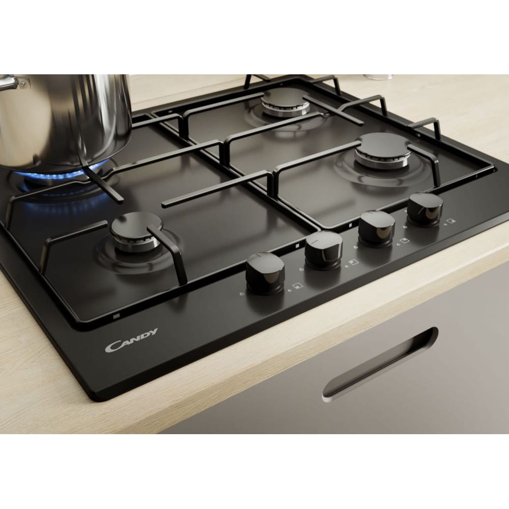 Plita incorporabila CANDY CHG6BRBB, Gaz, 4 arzatoare, negru