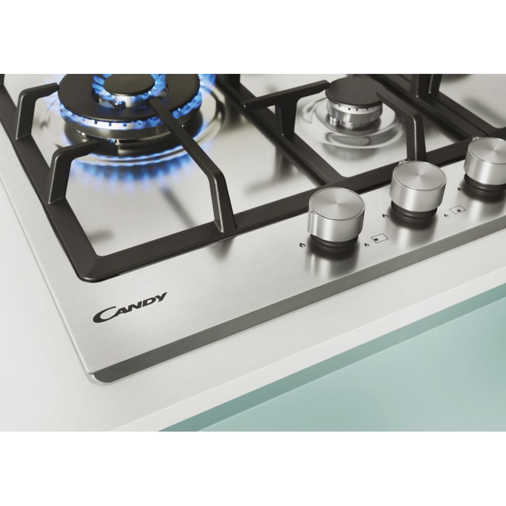 Plita incorporabila CANDY CHG6DWPX, Gaz, 4 arzatoare, Wok, inox
