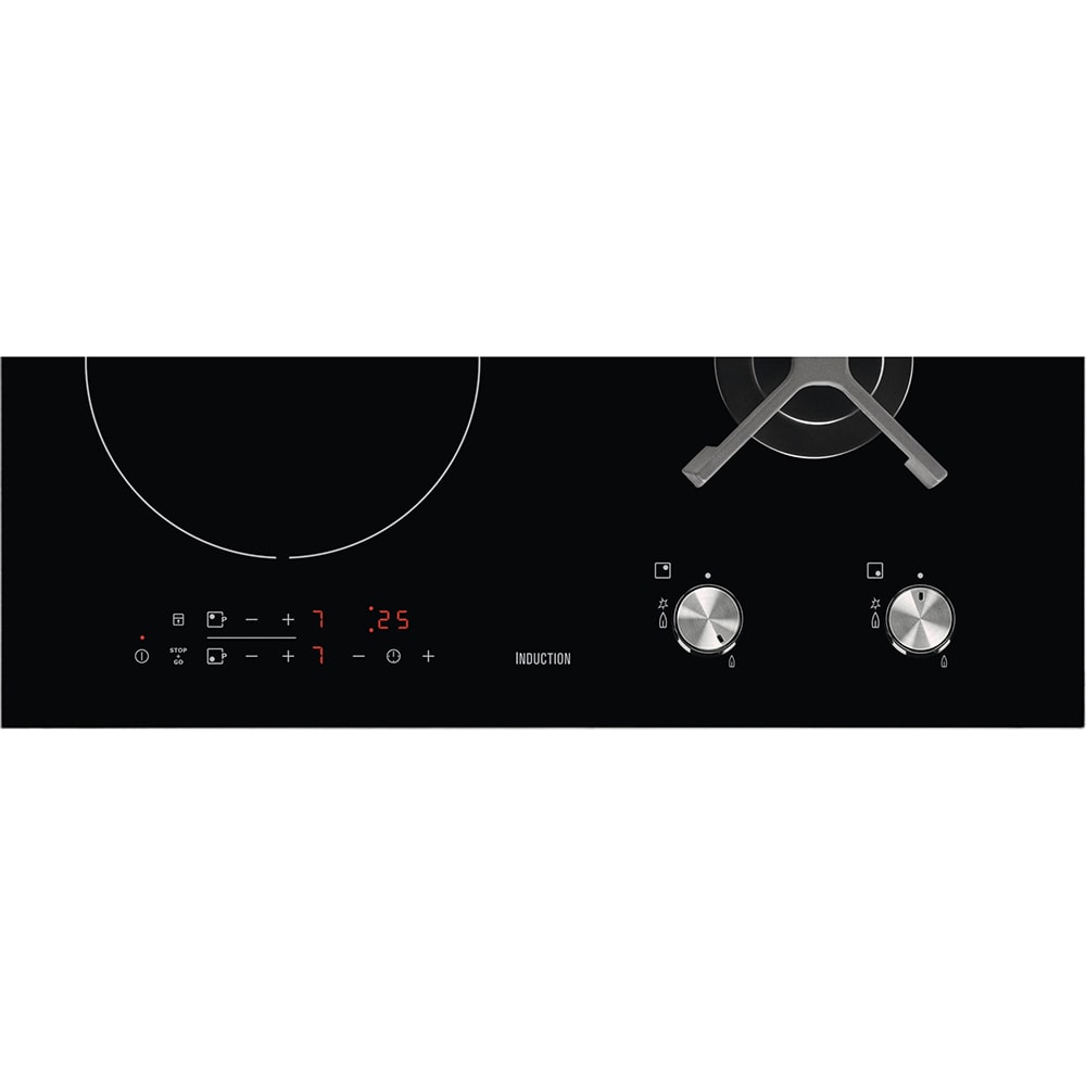 Plita incorporabila ELECTROLUX EGD6576NOK, Gaz + Inductie, 4 arzatoare, Touch Control, negru