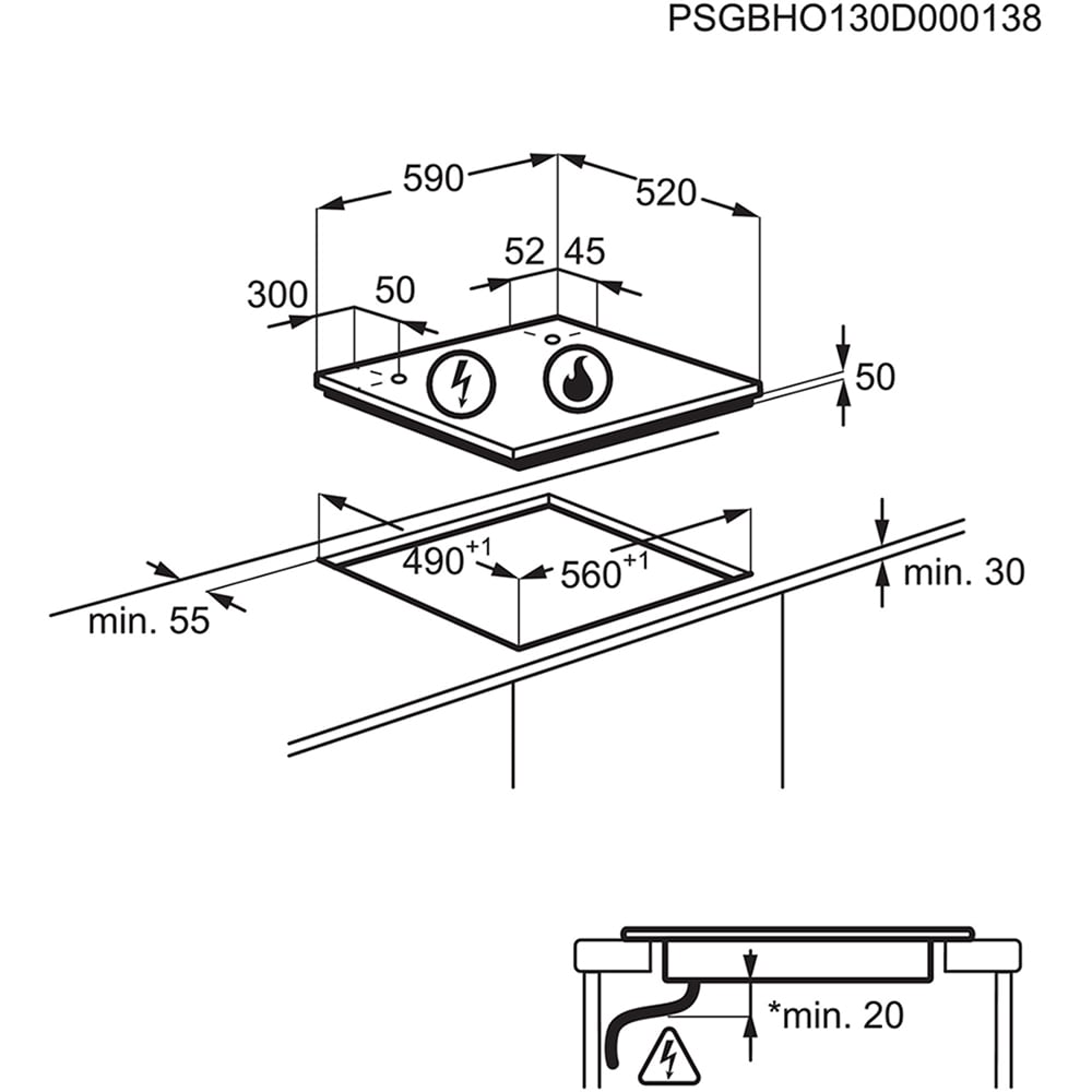 Plita incorporabila ELECTROLUX EGD6576NOK, Gaz + Inductie, 4 arzatoare, Touch Control, negru