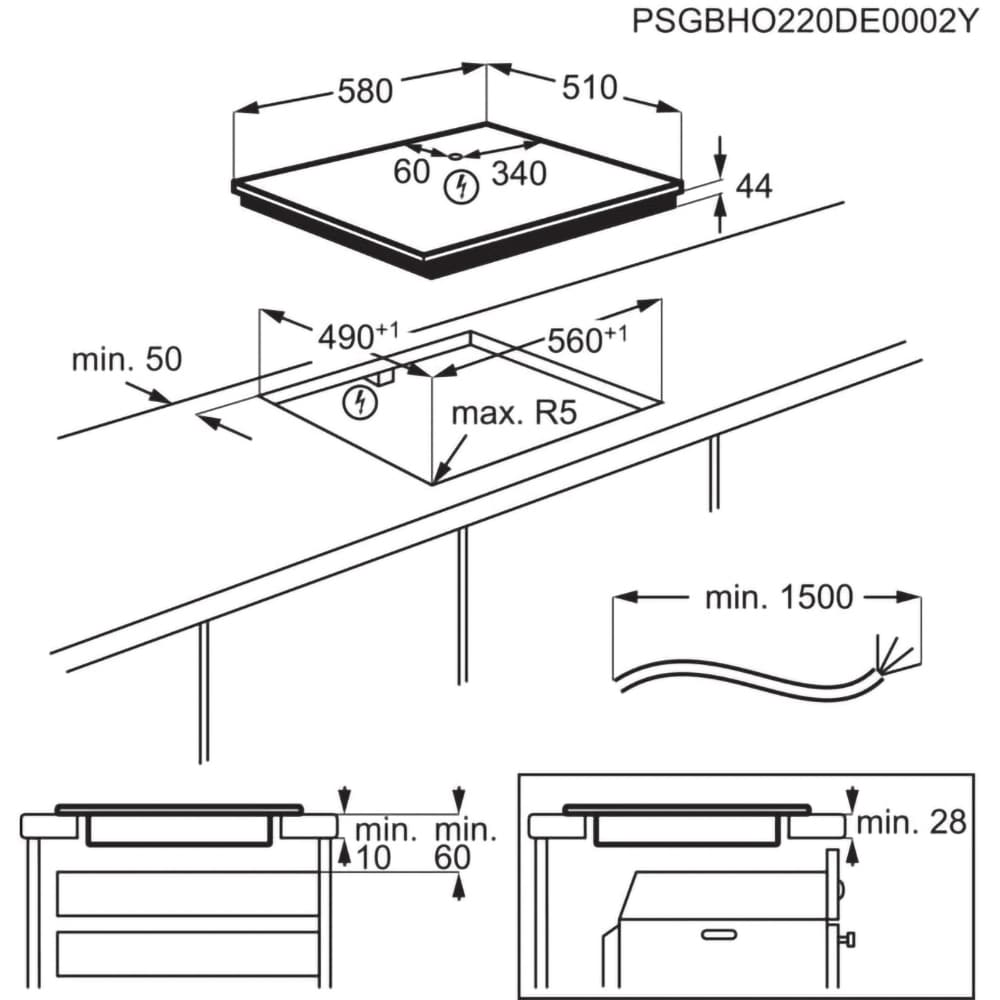 Plita incorporabila ELECTROLUX EIS62453IZ, Inductie, 4 arzatoare, Touch control, negru